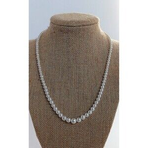 Vintage Signed JAPAN Graduated Faux Pearl Necklace 17”